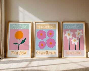 Personalised Birth Flower Art Print, 5 of 6