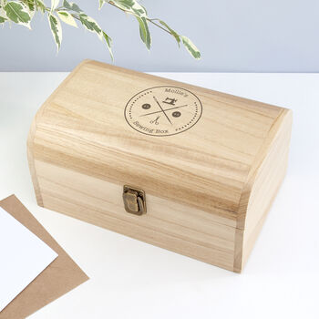 Personalised Engraved Wooden Sewing Chest, 2 of 10