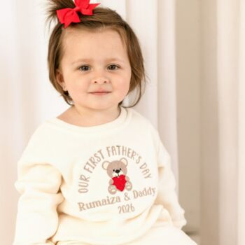 Our First Father's Day Bear Personalised Name Embroidered Sweatshirt Jumper, 4 of 5
