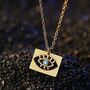 Gold Plated Evil Eye Rectangular Pendant Necklace, thumbnail 2 of 3