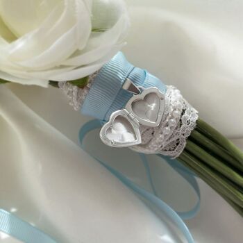 Personalised Handwriting Heart Locket Wedding Bouquet Charm, 3 of 7