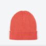 Miss Pompom Coral Wool Ribbed Beanie, thumbnail 1 of 4