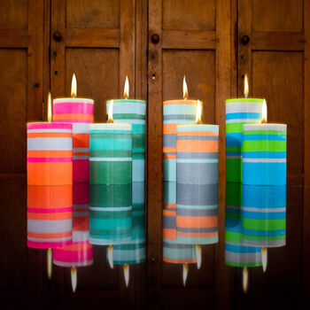 Striped Eco Pillar Candles 15cm And 10 Cm Tall, 12 of 12