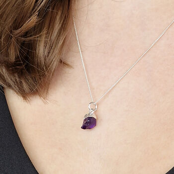 925 Sterling Silver Raw Amethyst Crystal Necklace, 2 of 4
