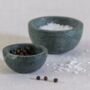 Set Of Two Green Marble Curved Pinch Pots, thumbnail 3 of 4