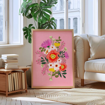 Bouquet Flowers Art Print Pink, 2 of 5