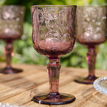 Set Of Four Lucena Amethyst Wine Goblets, 3 of 9