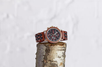 Red Wooden Watch, Mens Accessories, Sustainable Wristwatch, 5 of 5