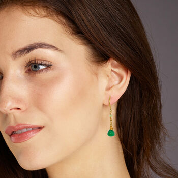 Green Agate And Peridot Drop Earrings, 3 of 4