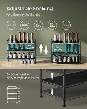 Multi Tier Shoe Rack Fabric Shoe Organiser Storage, 3 of 6