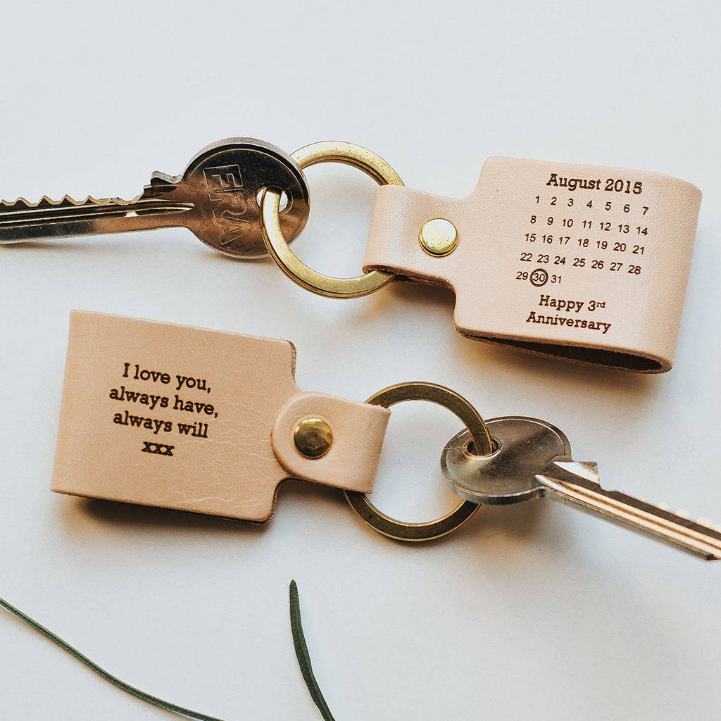 I Love You Always /& Forever Leather Genuine keyring Wedding Gift 3rd Anniversary