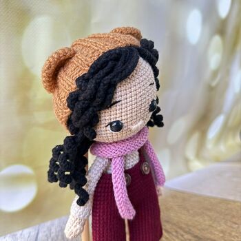 Curly Hair Crochet Doll, Handmade Toys, 4 of 12