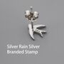 Swallow Bird Stud Earrings In Sterling Silver, thumbnail 2 of 11