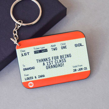 Personalised Train Ticket Keyring For Grandad, 4 of 6