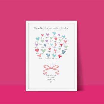 Personalised Teacher Gift Heart Print, 6 of 10
