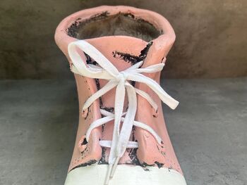 32cm Pink Trainer Shoe Planter – Decorative Flower Pot Plaster Stone, 5 of 7