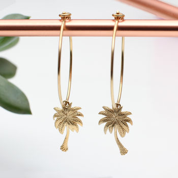 Sterling Silver Or Gold Plated Palm Tree Hoop Earrings, 2 of 7