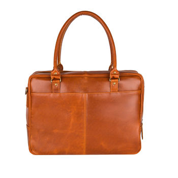 Personalised Tan Buffalo Leather Oxford Zip Up Satchel, 5 of 9