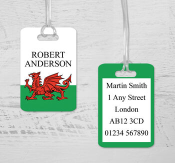 Personalised Wales Welsh Flag Luggage Tag, 2 of 3