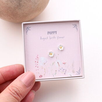 British Birth Flower Earrings Sterling Silver, 5 of 12