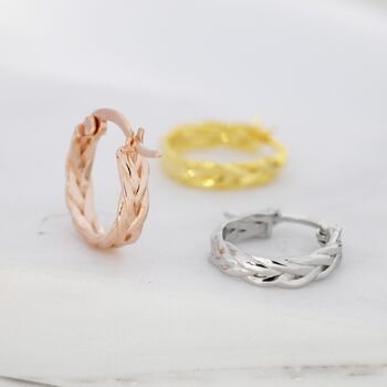 Braided Hoop Earrings In Sterling Silver, 5 of 11