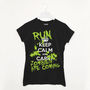 Keep Calm Run Zombies Women’s Halloween T Shirt, thumbnail 1 of 1