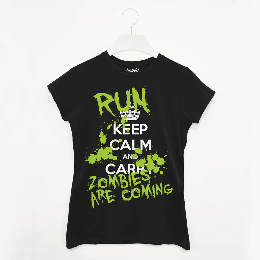 Keep Calm Run Zombies Women’s Halloween T Shirt