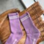 Grape Purple Retro Sporty Boyfriend Socks, thumbnail 1 of 4