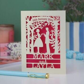 Personalised Papercut Couple Wedding Date Card, 6 of 8