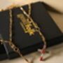 18 K Gold Colourful Cross Gemstone Rosary Necklace, thumbnail 5 of 12