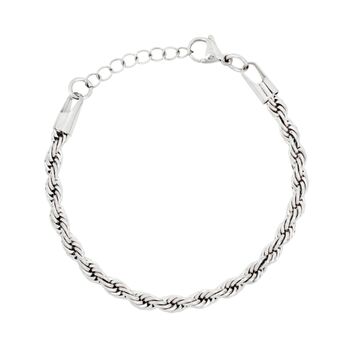 Steel Silver Chunky Rope Bracelet Adjustable Chain, 2 of 11