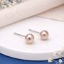 Sterling Silver Pink Freshwater Pearl Stud Earrings – 5mm, thumbnail 1 of 6
