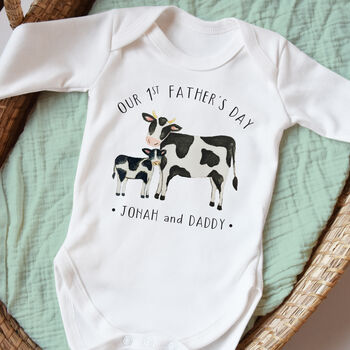First Father's Day Cow Baby Outfit, 6 of 7