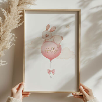 Personalised Watercolour Bunny A4 Print With Gold Foil, 2 of 6