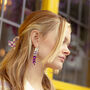 Gem Gradient Leaf Dangle Earrings In Purple, thumbnail 2 of 3