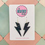 Large Black Lightning Bolt Earrings / Rocker Chick Statement Bold Stage Jewellery / Gothic Statement Earrings Dark Alternative Aesthetic, thumbnail 1 of 4