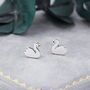 Cute Swan Stud Earrings In Sterling Silver, thumbnail 1 of 10