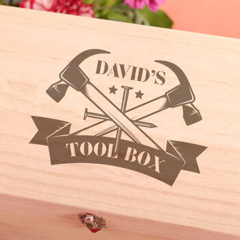 Personalised Fathers Day Hammer Tool Box Gift For Him, 2 of 4