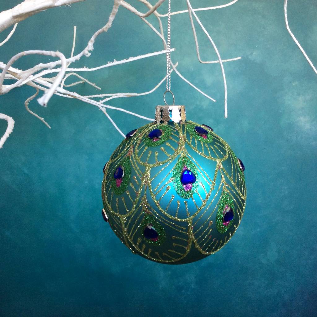 Scalloped Peacock Feather Bauble 10cm By The Christmas Home 8366