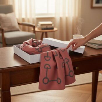 Equestrian Snaffle Bit Print Scarf | Grey And Pink, 10 of 12