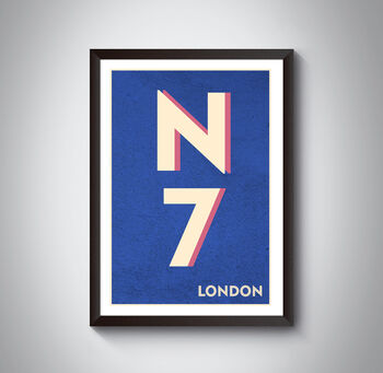 N7 Holloway, Islington London Postcode Art Print, 9 of 10