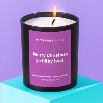 'Merry Christmas Ya Filthy Twat' Christmas Candle, 2 of 5