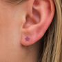 Sterling Silver Pink Crystal Star Stud Earrings, thumbnail 2 of 10