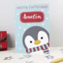 Cute Xmas Penguin Personalised Christmas Card, thumbnail 1 of 3