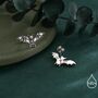 Bat Skeleton Stud Earrings In Sterling Silver, thumbnail 5 of 11
