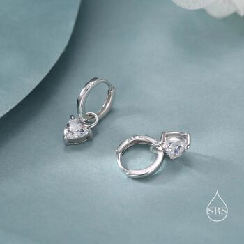 Sterling Silver Trillion Cut Cz Hoop Earrings, 5 of 12