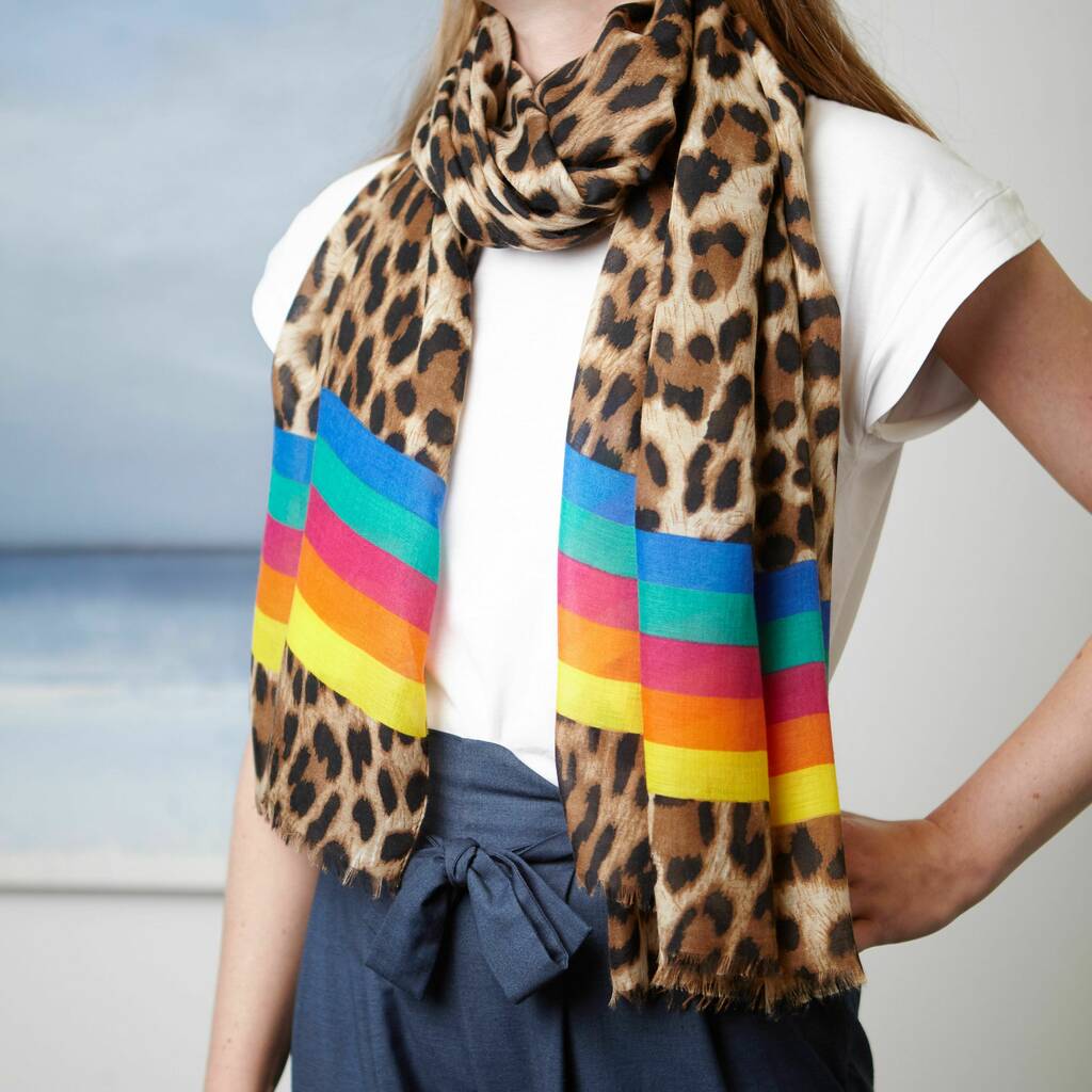Rainbow Leopard Print Scarf By My Posh Shop