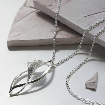 Sterling Silver Calla Lily Ellipse Necklace, 4 of 6