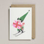 Risograph Christmas Card Skiing Elf, thumbnail 1 of 6