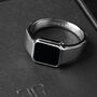 Men's Stainless Steel And Onyx Signet Ring, thumbnail 1 of 11